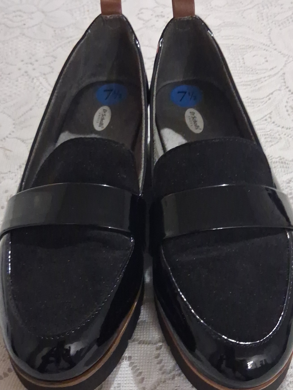 Dr. Scholl's Black Patent & Suede Loafer Flats